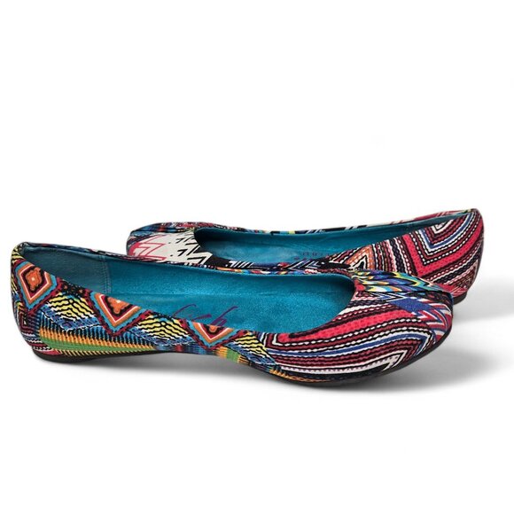 Blowfish Palma Ballet Flats Women's Boho Pleated Edge Festive Geo Pattern 7.5 - Picture 4 of 10